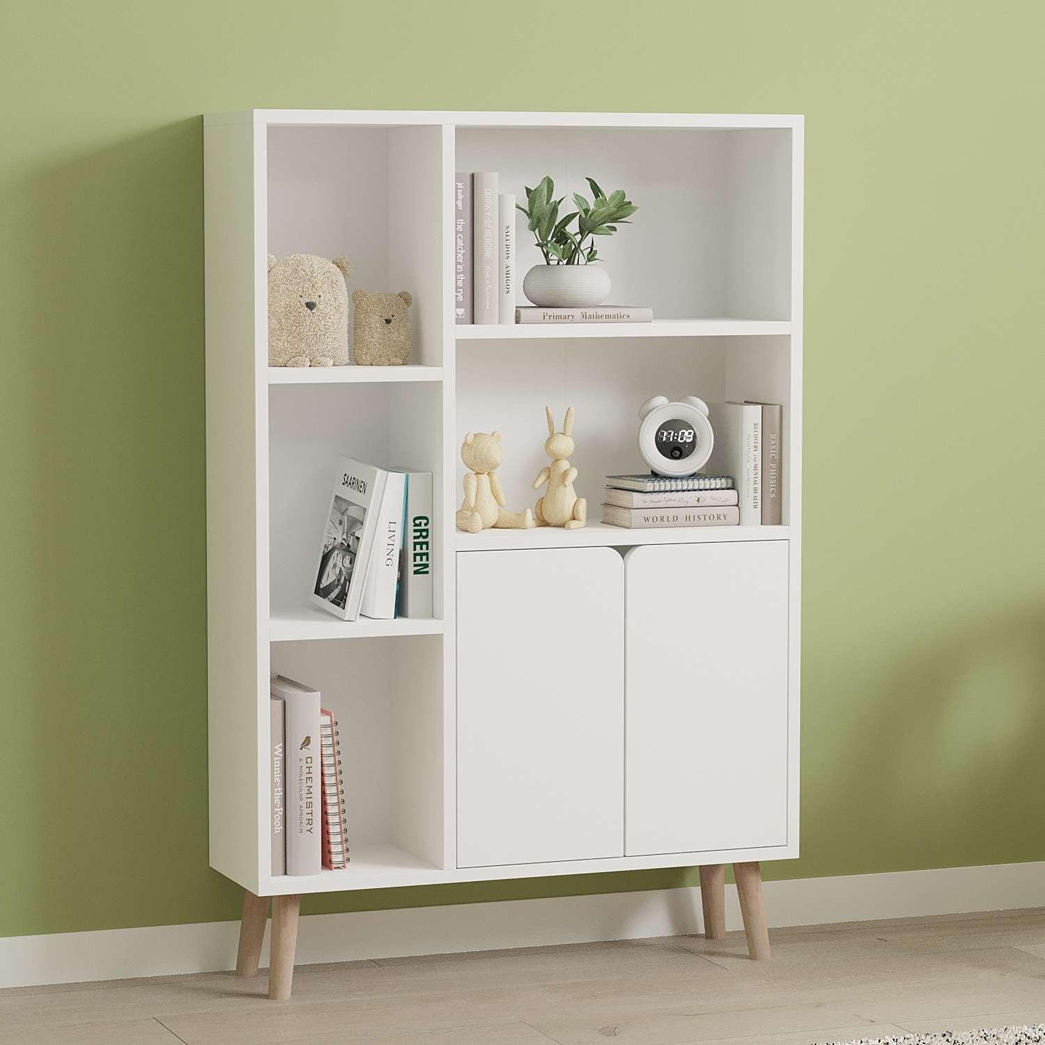 Voir la diapositive 2 : Habitat et Jardin Bibliothèque en bois  lumo  - 80 x 24 x 120 cm - blanc