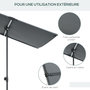 Voir la diapositive 6 : OUTSUNNY Parasol de jardin inclinable toile plate hauteur réglable dim. 180L x 130l x 115-205H cm métal époxy polyester anti-UV gris