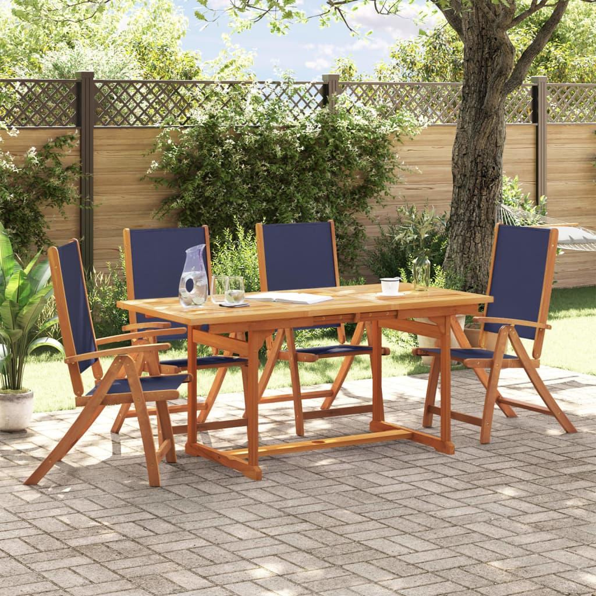 VIDAXL Ensemble a manger de jardin 5pcs bois d'acacia solide textilene