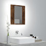 Voir la diapositive 1 : VIDAXL Armoire a miroir LED de salle de bain chene fume 40x12x45 cm