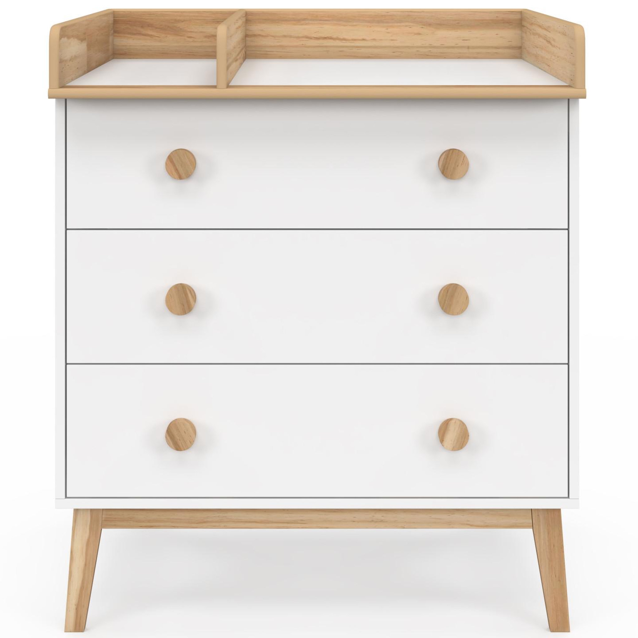 Voir la diapositive 6 : ID MARKET Commode à langer jacob blanc et bois 3 tiroirs, table à langer amovible et 2 étagères
