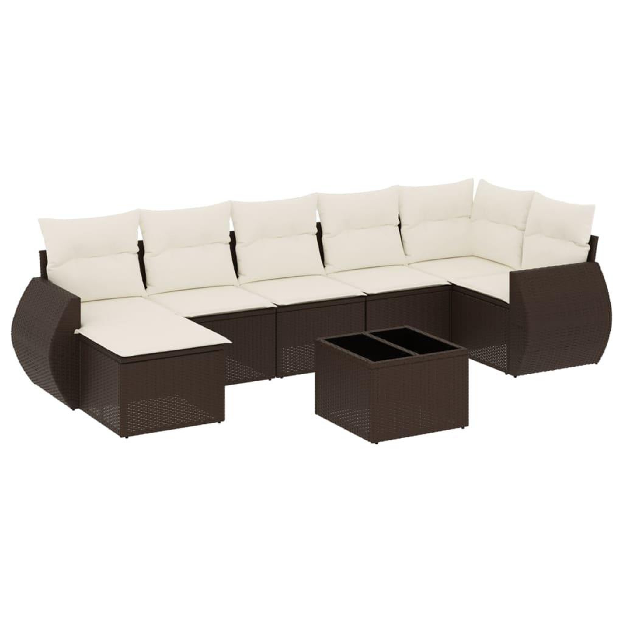 Voir la diapositive 2 : VIDAXL Salon de jardin 8 pcs avec coussins marron resine tressee
