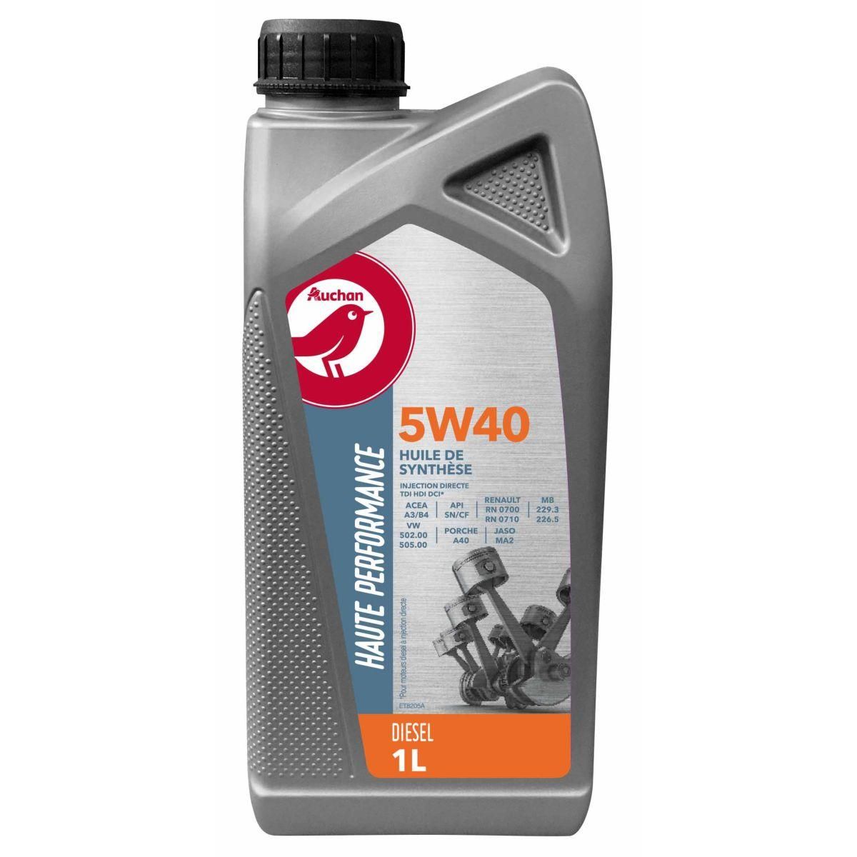 AUCHAN Huile de synthèse turbodiesel 5W40  1 L
