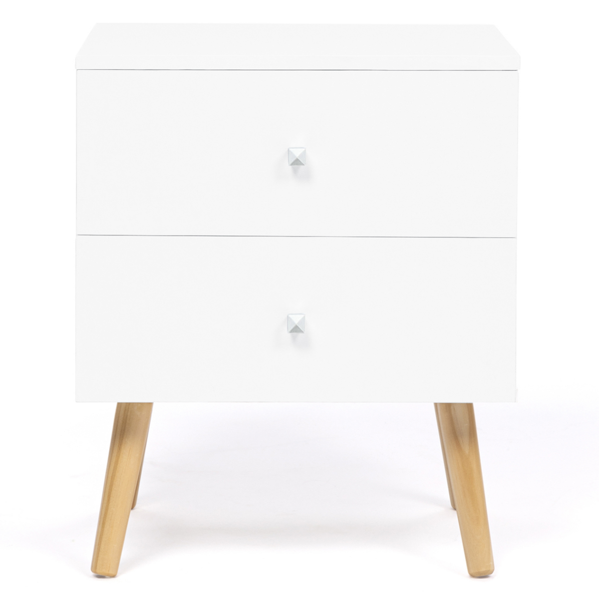 ID MARKET Lot de 2 tables de chevet EMMIE scandinaves 2 tiroirs blanc