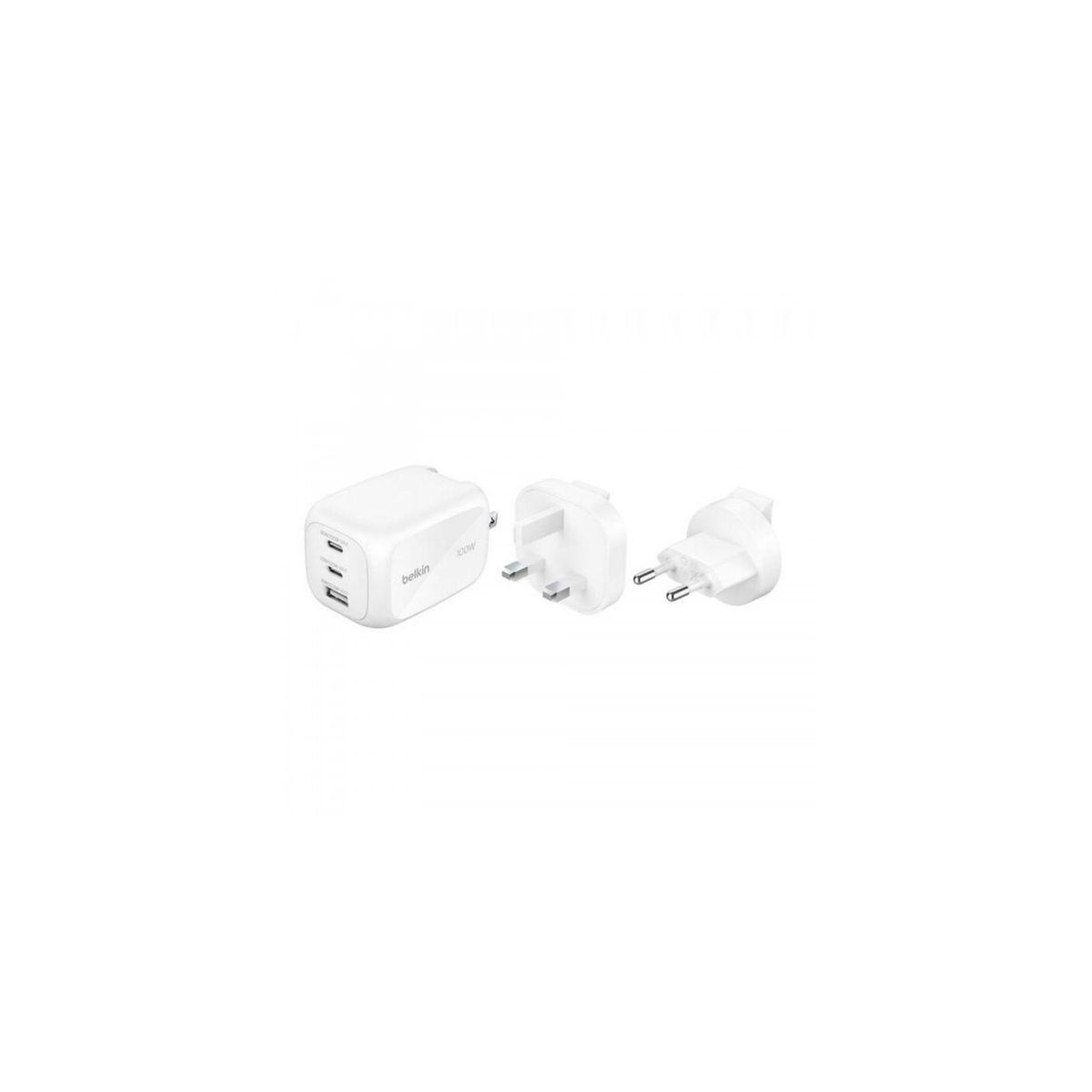 Belkin Chargeur 100w 3 ports blanc gan