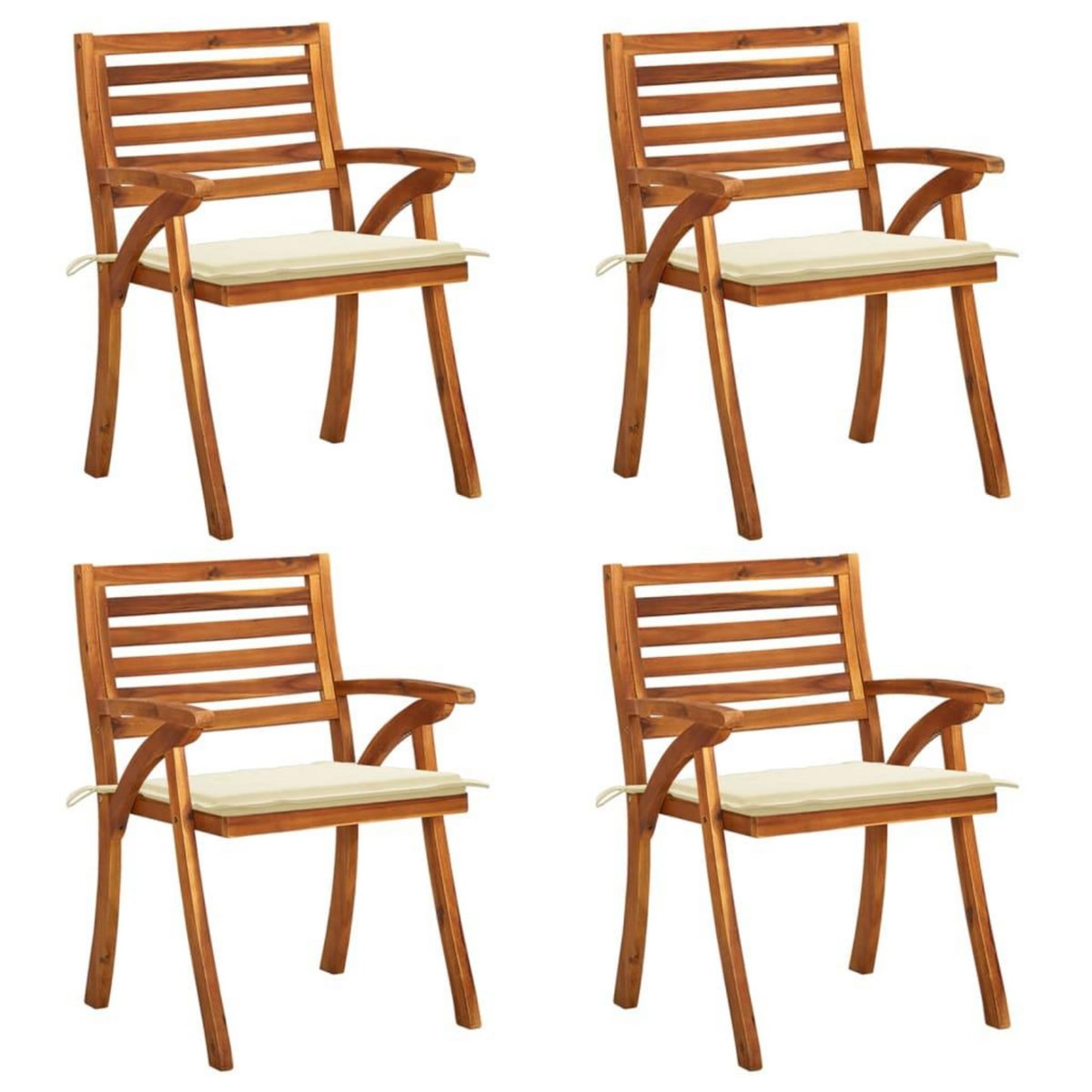 VIDAXL Chaises de jardin avec coussins lot de 4 Bois de teck solide