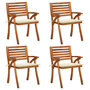 Voir la diapositive 1 : VIDAXL Chaises de jardin avec coussins lot de 4 Bois de teck solide