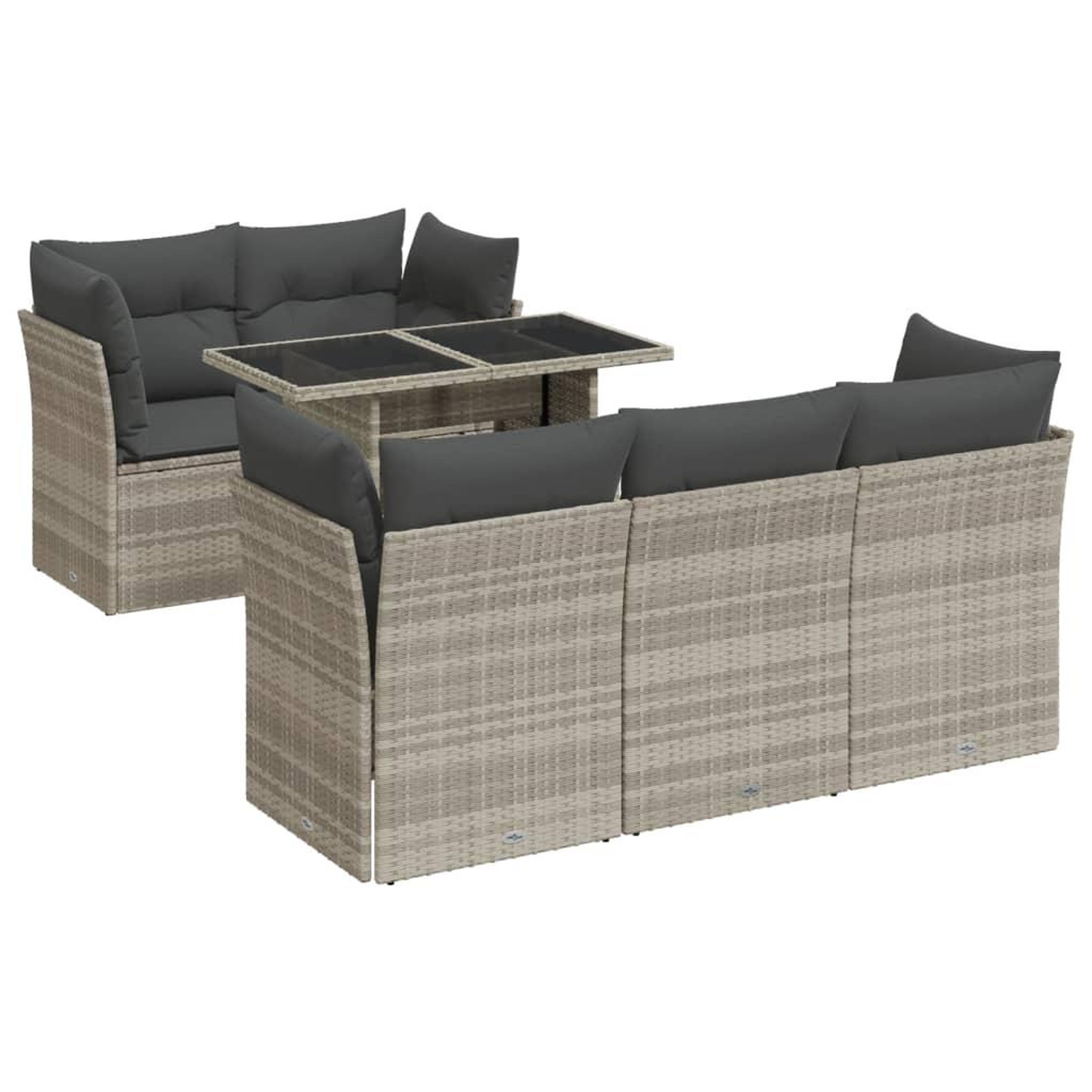 Voir la diapositive 2 : VIDAXL Salon de jardin 6 pcs avec coussins gris clair resine tressee