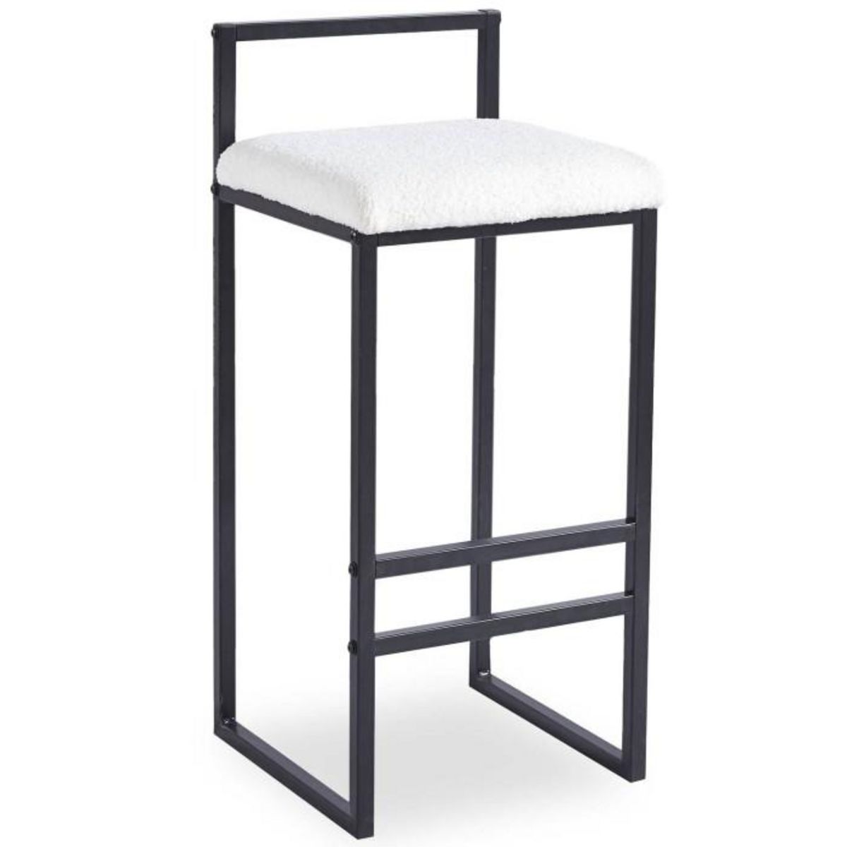 Paris Prix Tabouret de Bar Bouclette  Dakota  80cm Crème & Noir