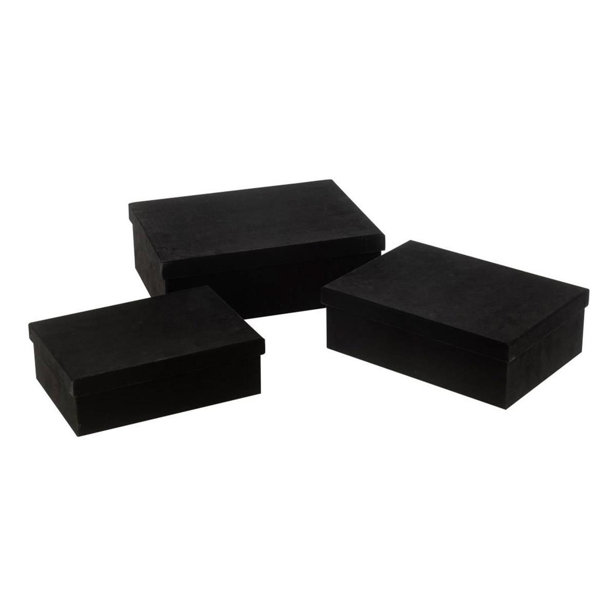 J-LINE Lot de 3 boîtes de rangement  vaughn  36cm noir