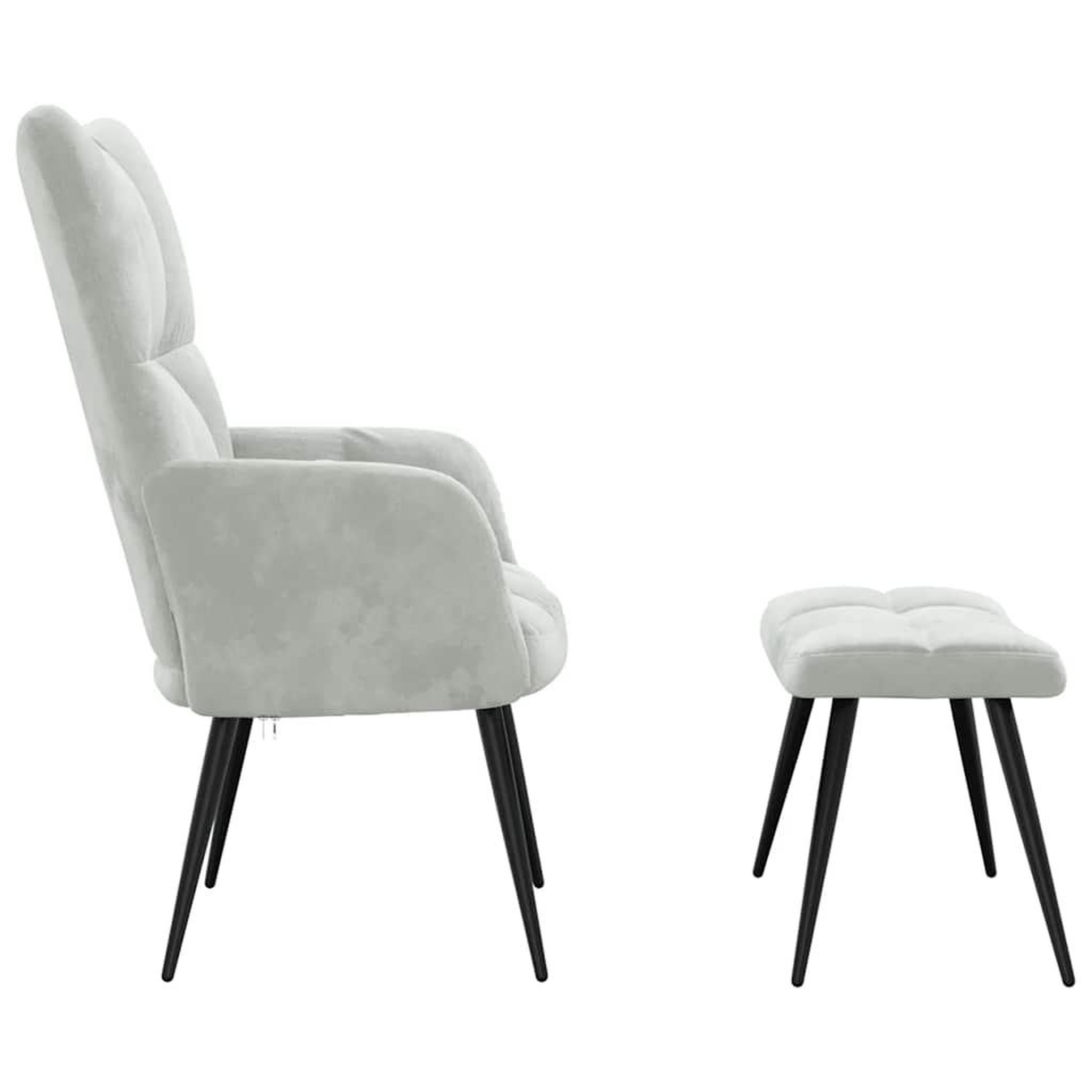 Voir la diapositive 4 : VIDAXL Chaise de relaxation avec tabouret Gris clair Velours