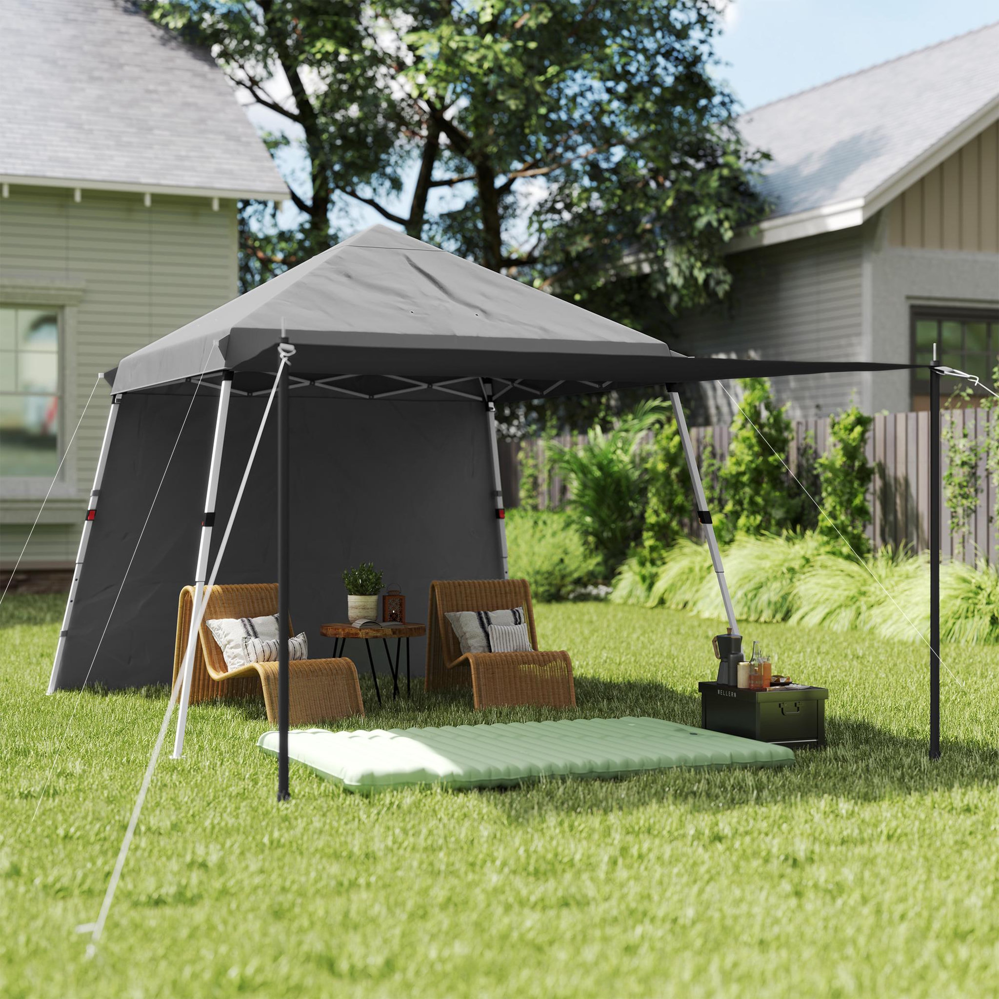 Voir la diapositive 4 : OUTSUNNY Tonnelle barnum pop up automatique extensible max. 6x3m hauteur réglable sac transport inclus gris