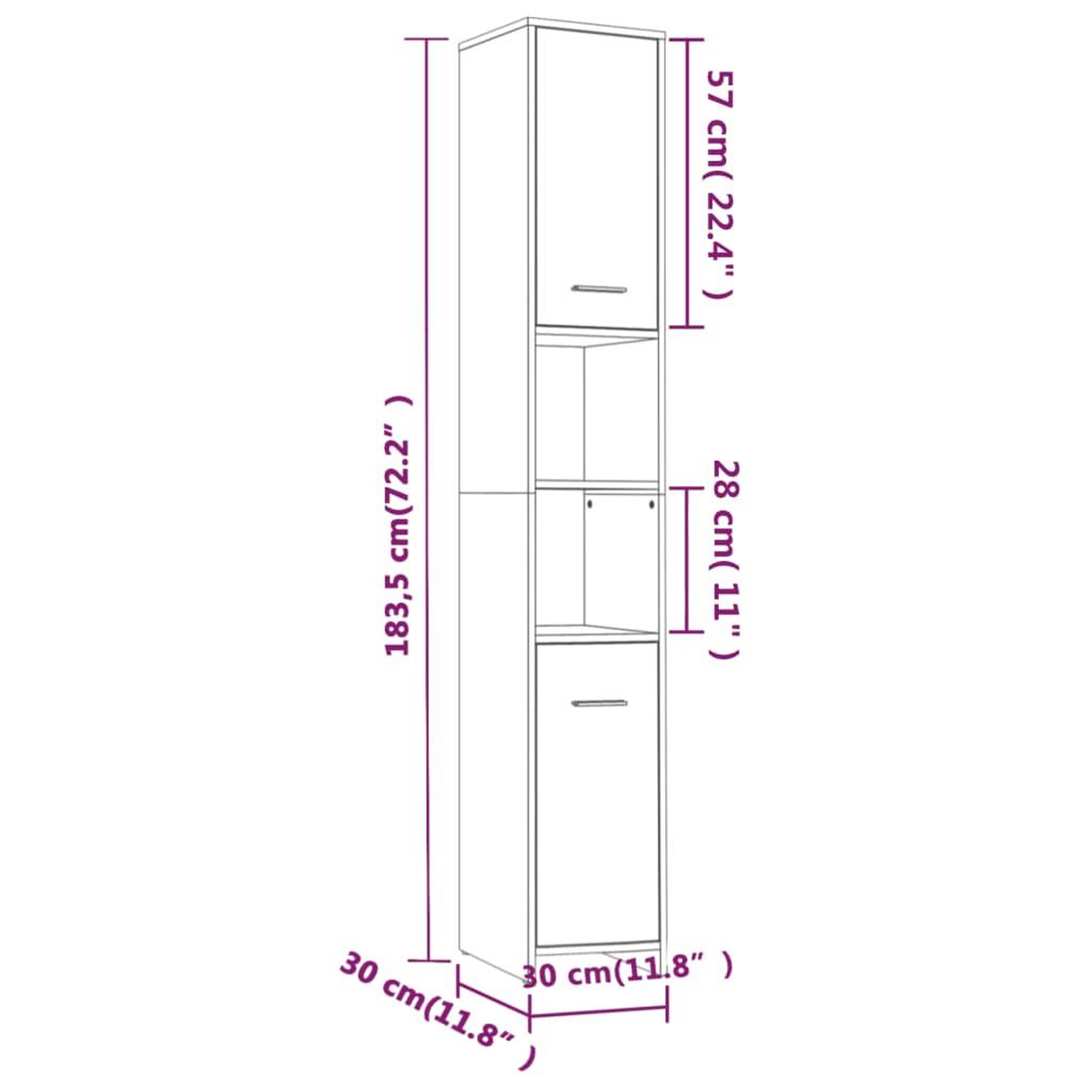 Voir la diapositive 6 : VIDAXL Armoire de bain Chene fume 30x30x183,5 cm Bois d'ingenierie