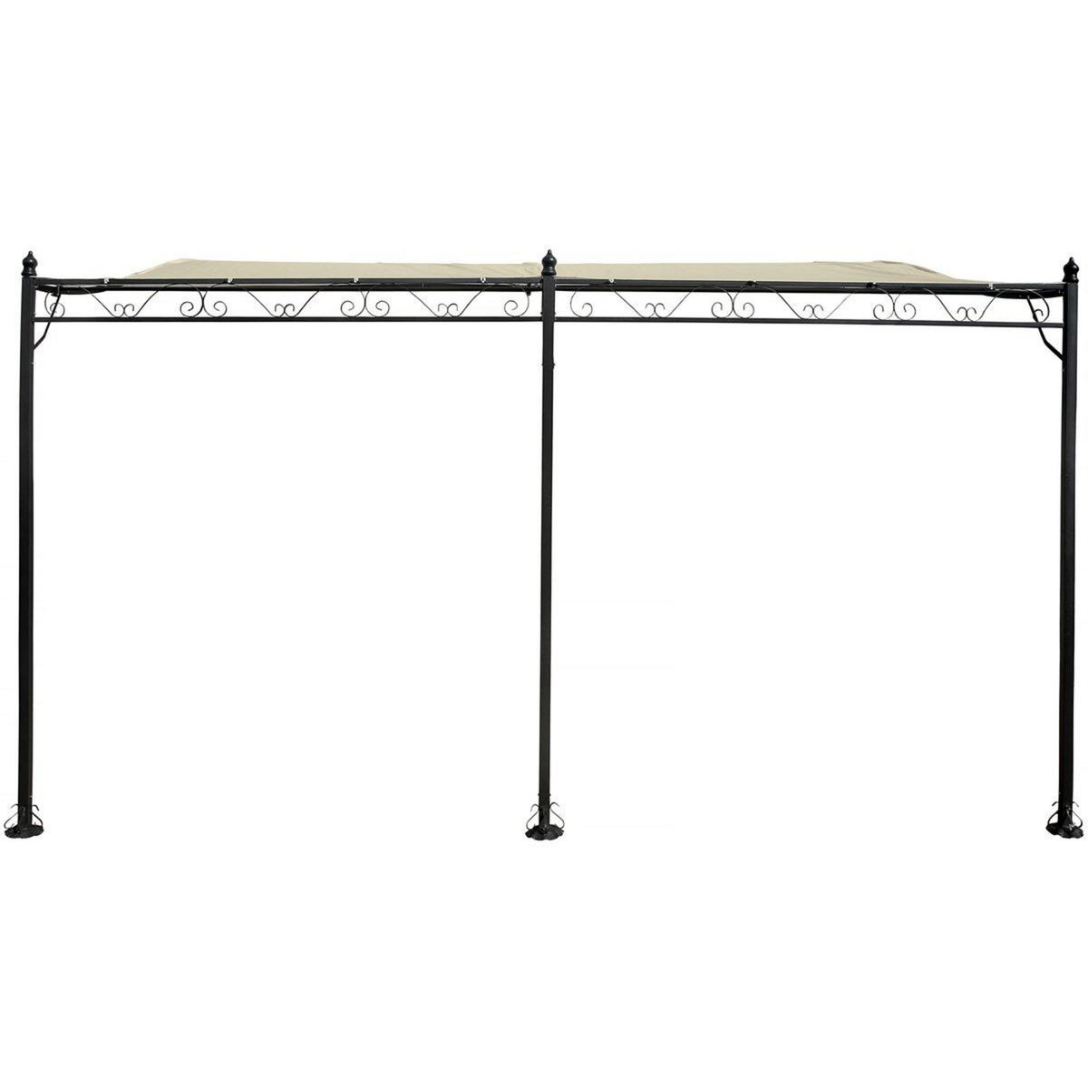 Habitat et Jardin Pergola tonnelle adossée en métal - 3 x 4 m - Beige