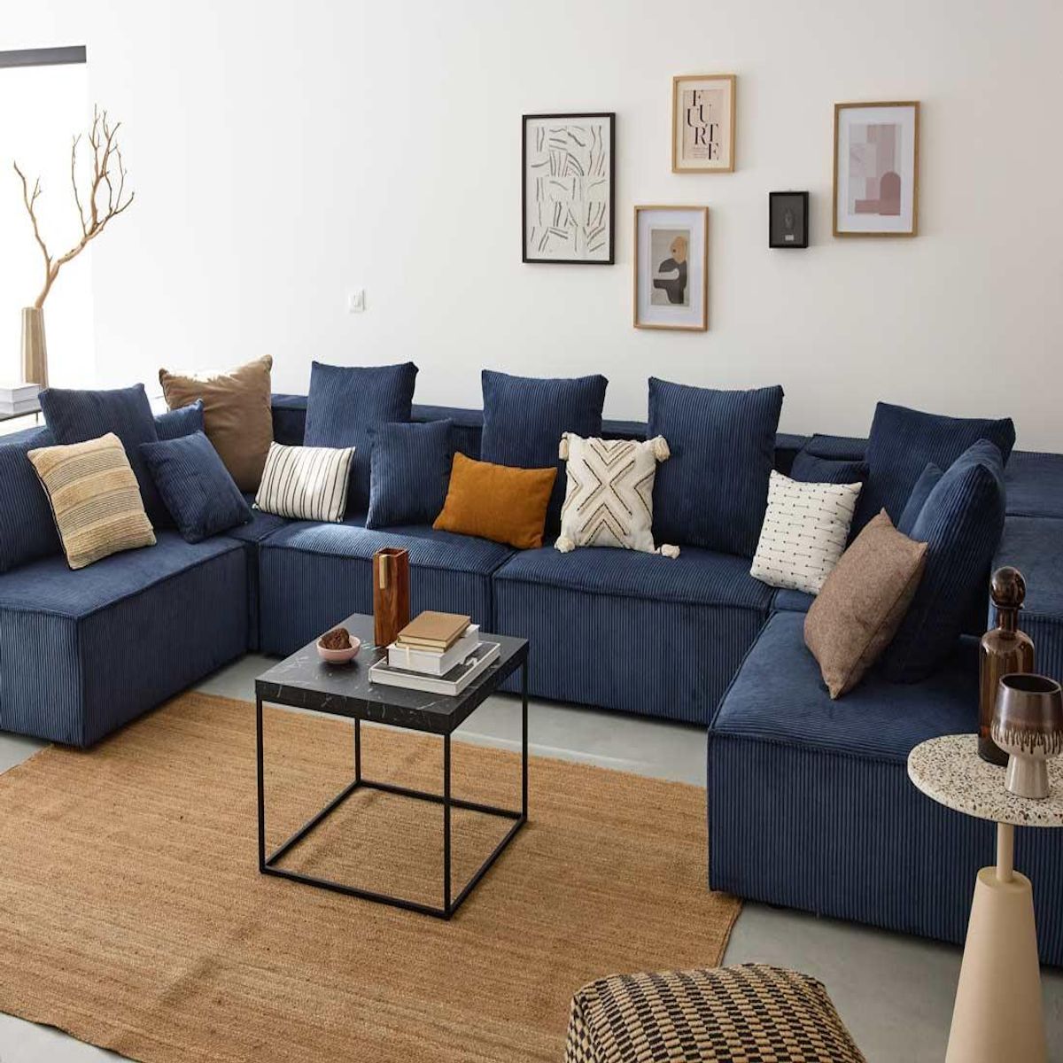 LISA DESIGN Colombine - canapé modulable panoramique - 7 places - en velours côtelé