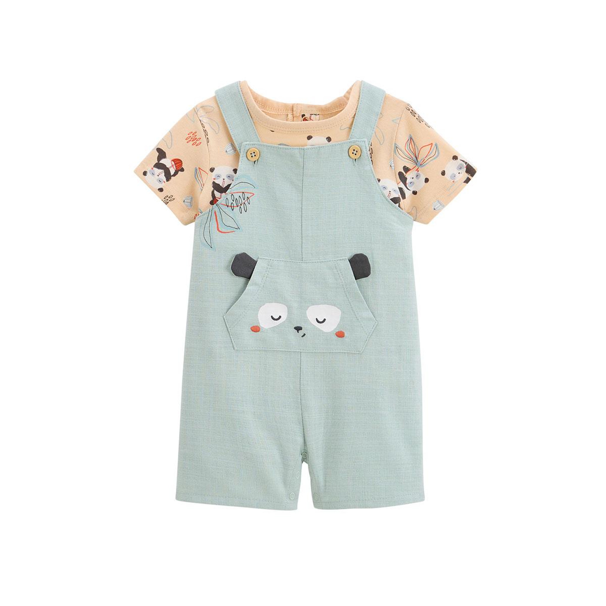 Voir la diapositive 1 : Petit Béguin Ensemble salopette bébé et t-shirt bento