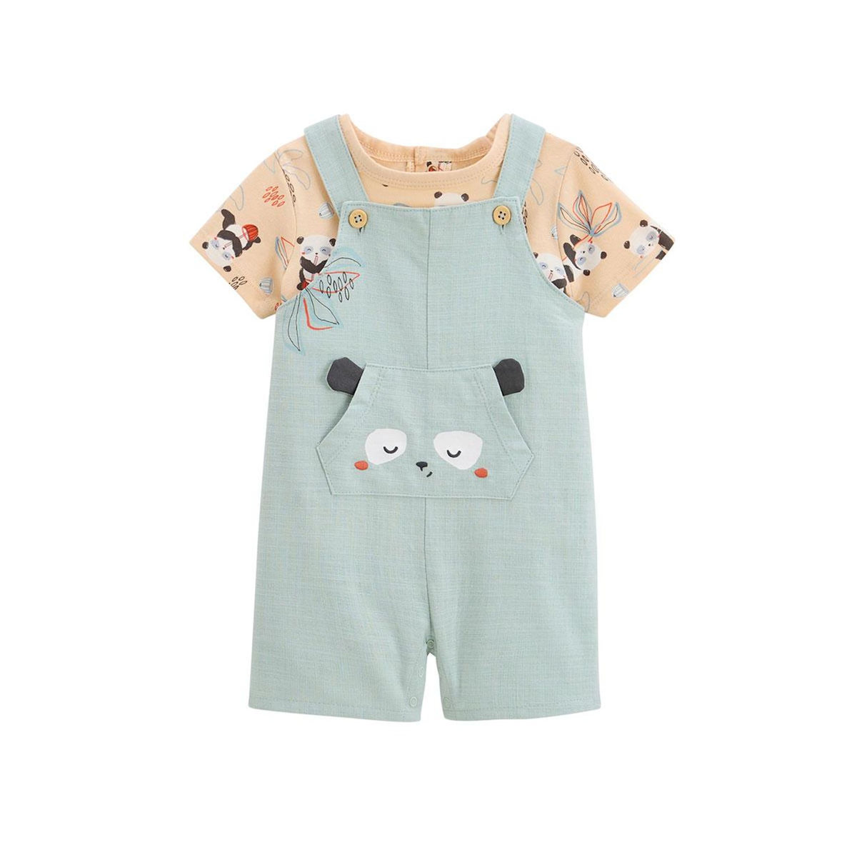 Petit Béguin Ensemble salopette bébé et t-shirt Bento