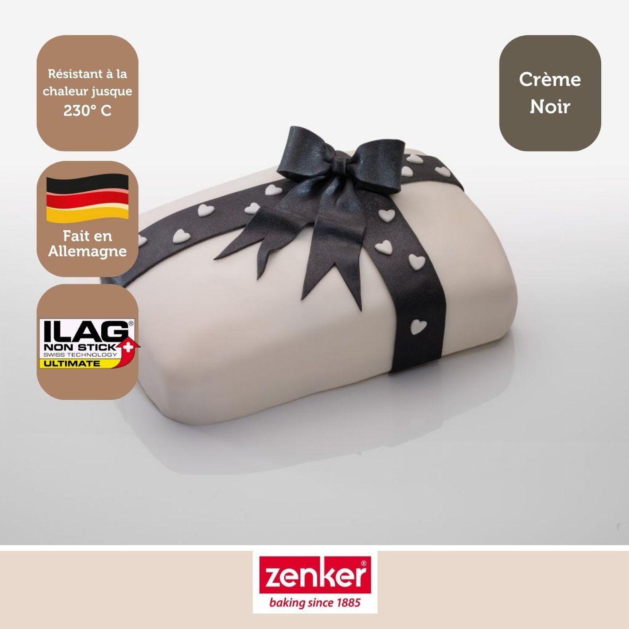 Voir la diapositive 6 : ZENKER Moule à charnière rectangulaire 28 x 18 cm crème noir zenker smart pastry