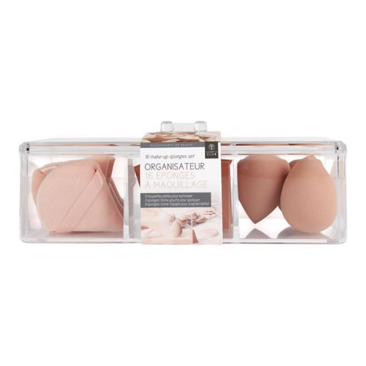 Paris Prix Organisateur & 16 Éponges à Maquillage  Teint  22cm Transparent