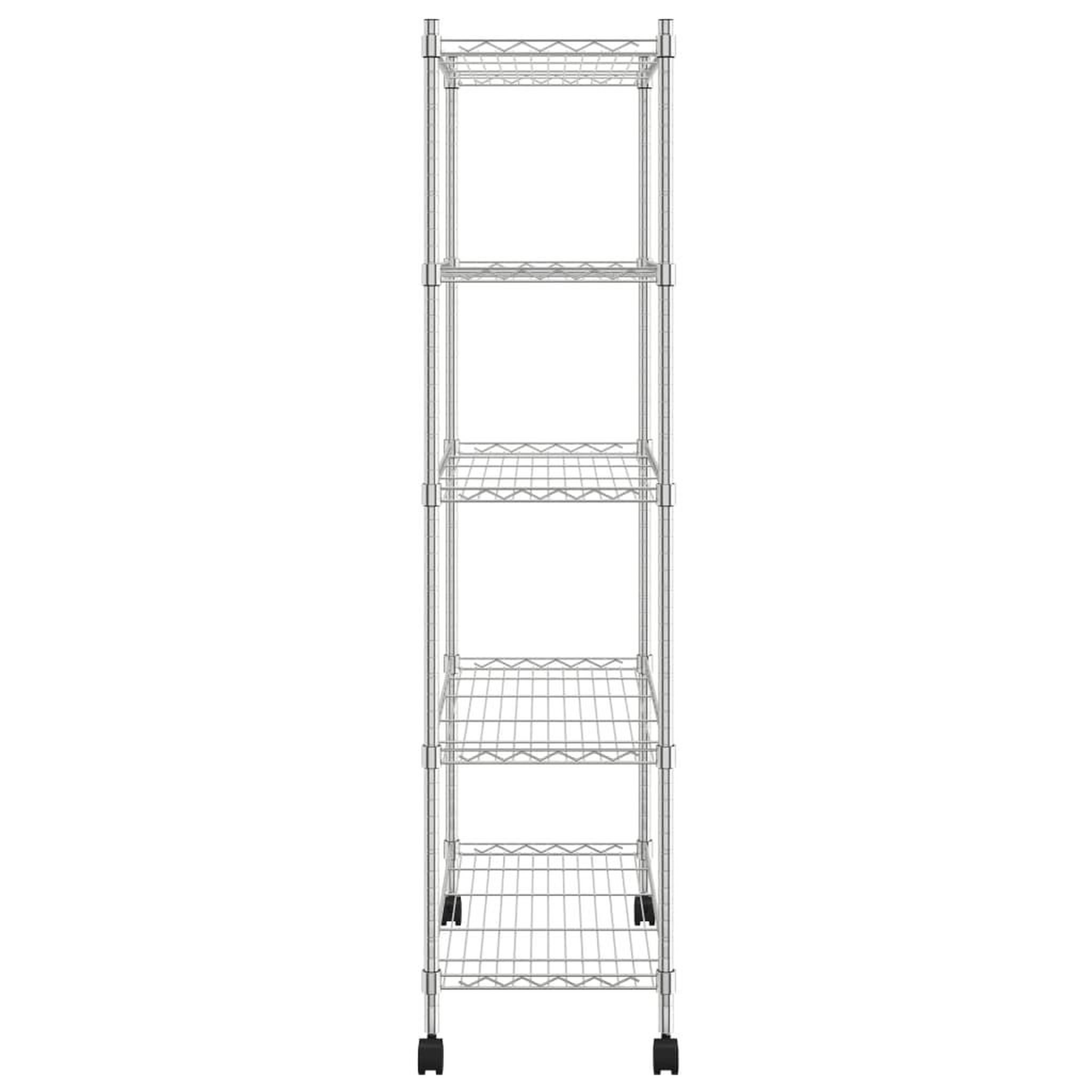 Voir la diapositive 4 : VIDAXL Etagere de rangement 5 niveaux roues 75x35x155 cm Chrome 250 kg