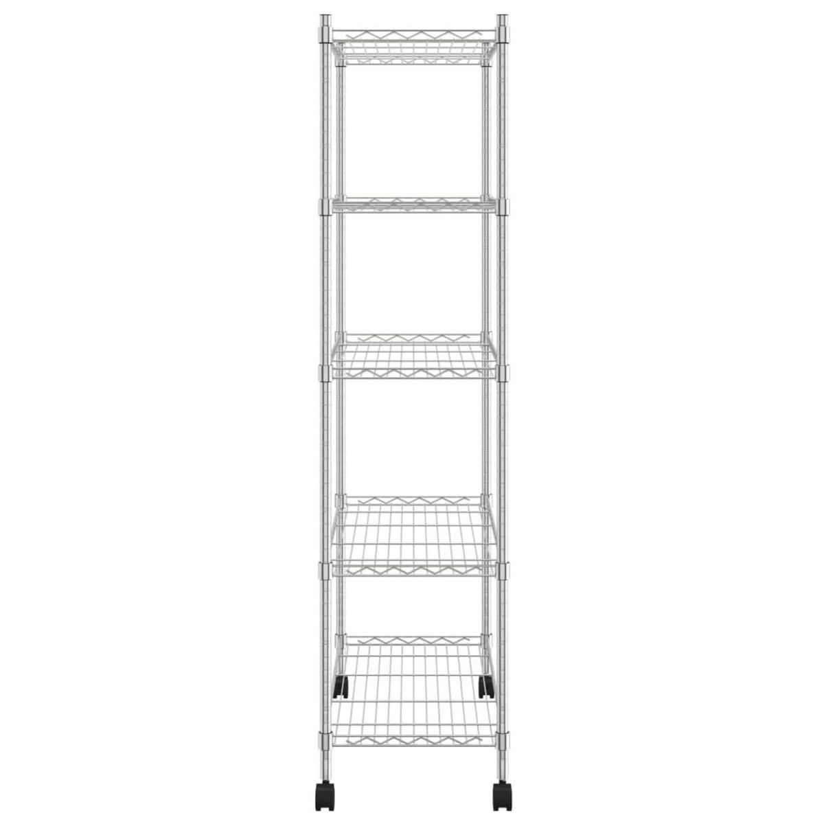 VIDAXL Etagere de rangement 5 niveaux roues 75x35x155 cm Chrome 250 kg