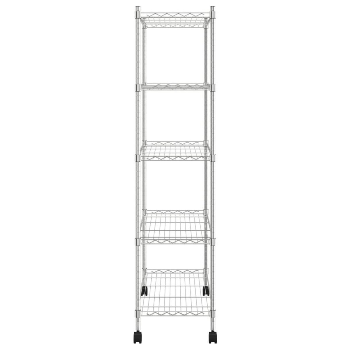 VIDAXL Etagere de rangement 5 niveaux roues 75x35x155 cm Chrome 250 kg