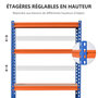 Voir la diapositive 4 : HOMCOM Rayonnage charges lourdes ou volumineuses - étagère garage - 5 tablettes réglables en hauteur - métal bleu orange MDF