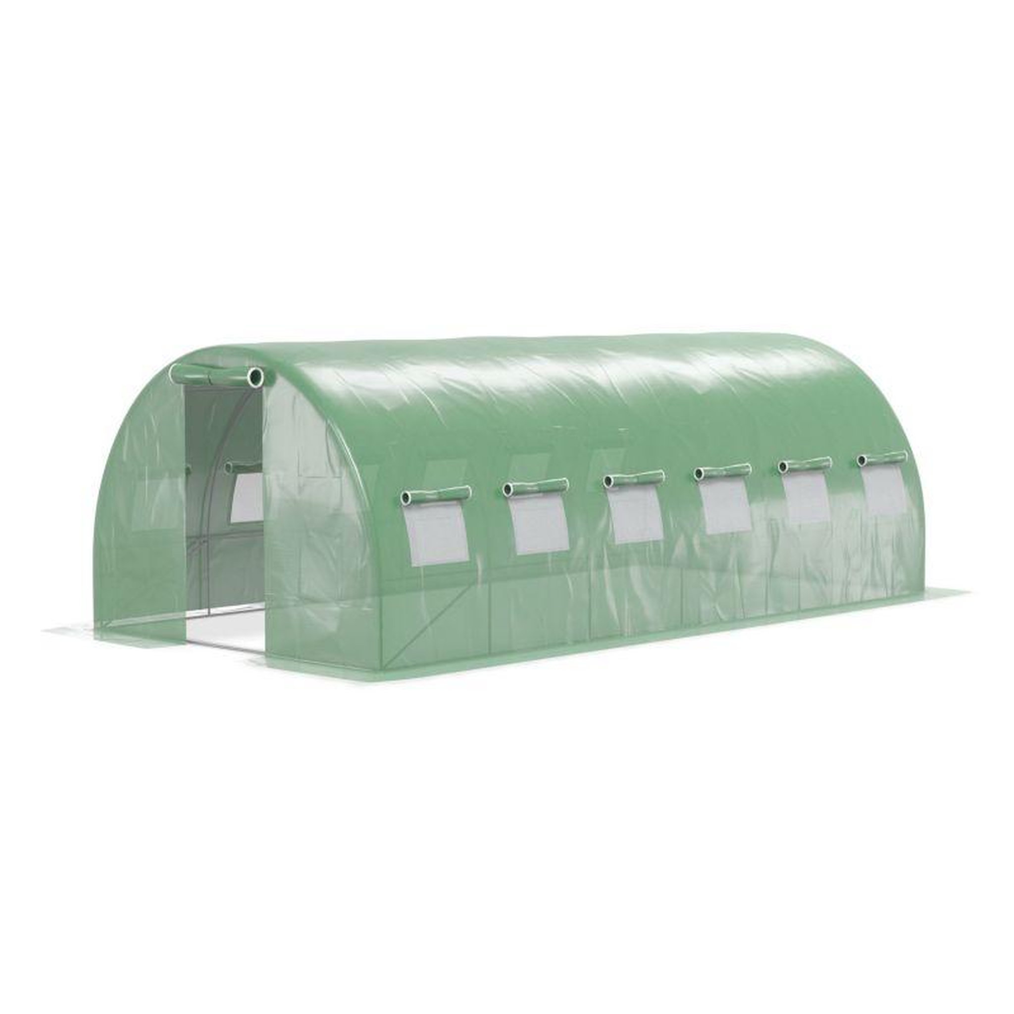 Voir la diapositive 5 : EUROSPEN Serre de Jardin Tunnel 18m² - bâche armée - avec fenêtres latérales et porte zipée