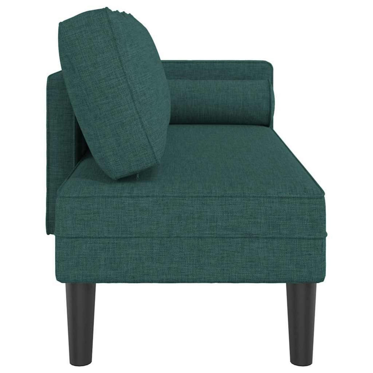 VIDAXL Chaise longue avec coussins vert fonce tissu