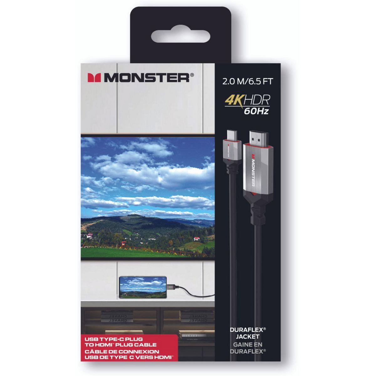 Monster Cable Câble USB-C USB C vers HDMI 4K HDR 60HZ 2M