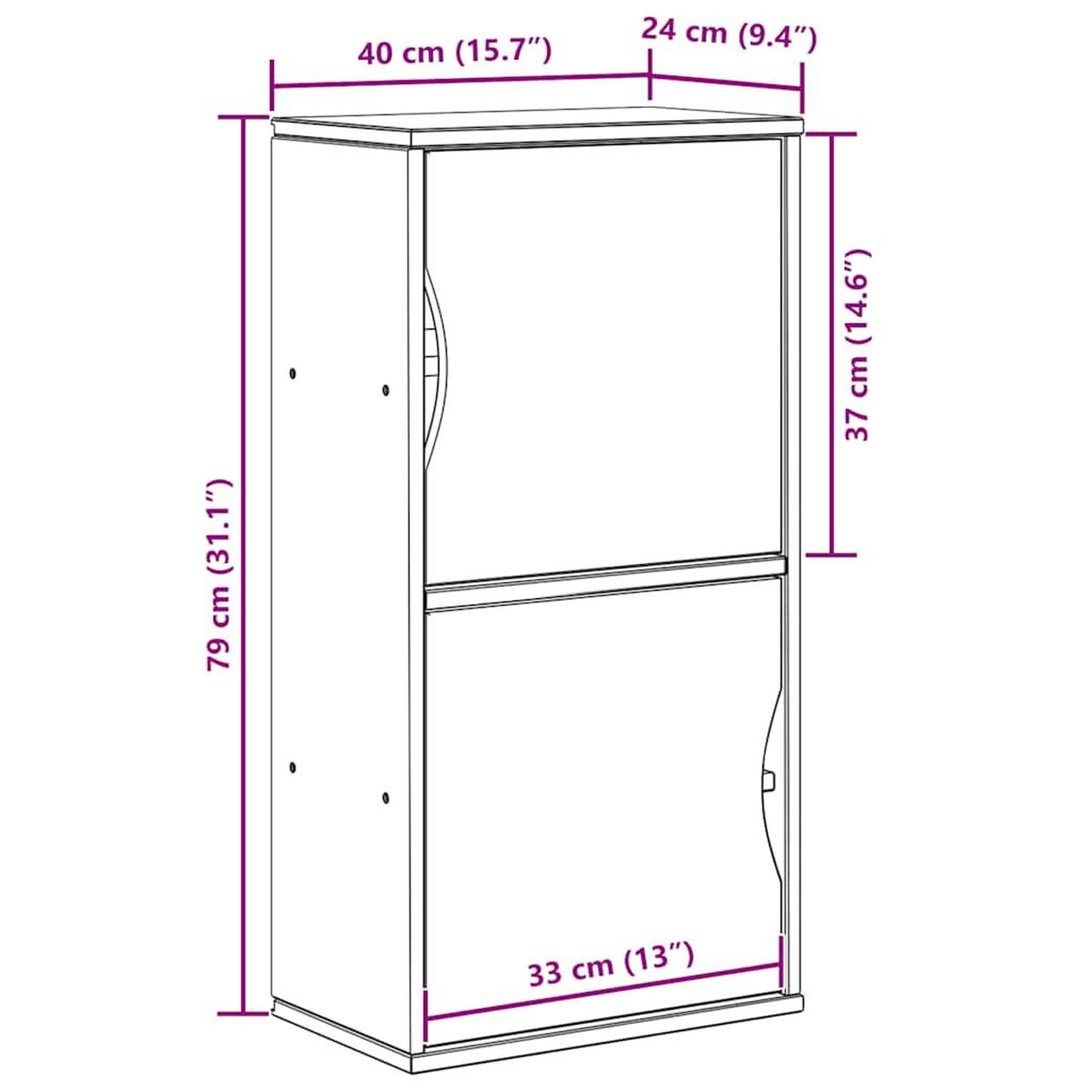 Voir la diapositive 6 : VIDAXL Armoire laterale ODDA blanc 40x24x79 cm bois massif pin