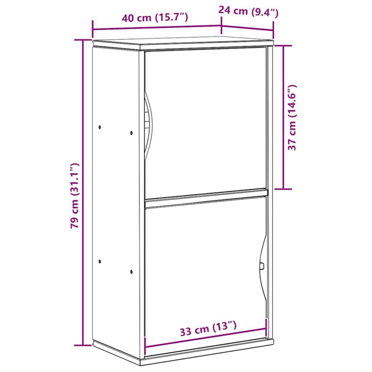 VIDAXL Armoire laterale ODDA blanc 40x24x79 cm bois massif pin