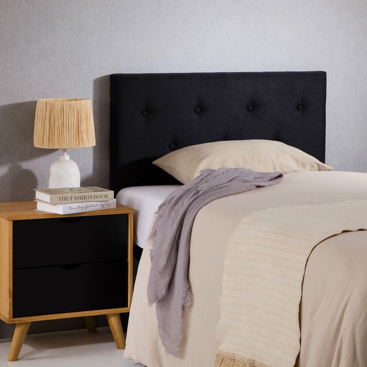 IDIMEX Tête de lit MAVELI 90 capitonnée sur pieds, en tissu