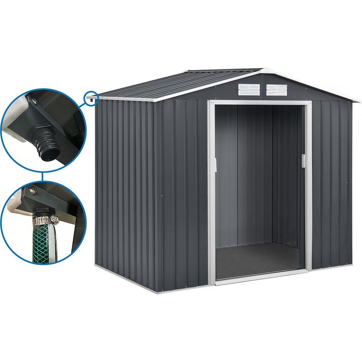 Habitat et Jardin Abri de jardin métal -  Vegas  - 2,7 m² avec gouttière - Gris