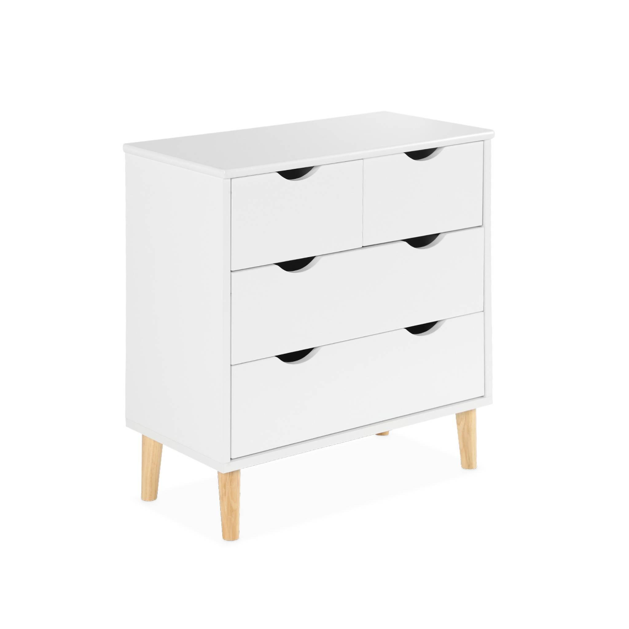 Voir la diapositive 1 : SWEEEK Commode pour enfant. 4 tiroirs. pieds en pin