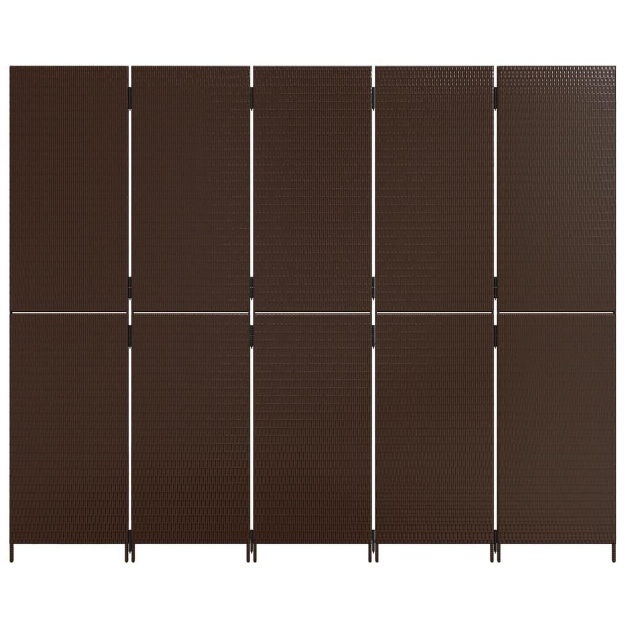 Voir la diapositive 5 : VIDAXL Cloison de separation 5 panneaux marron resine tressee