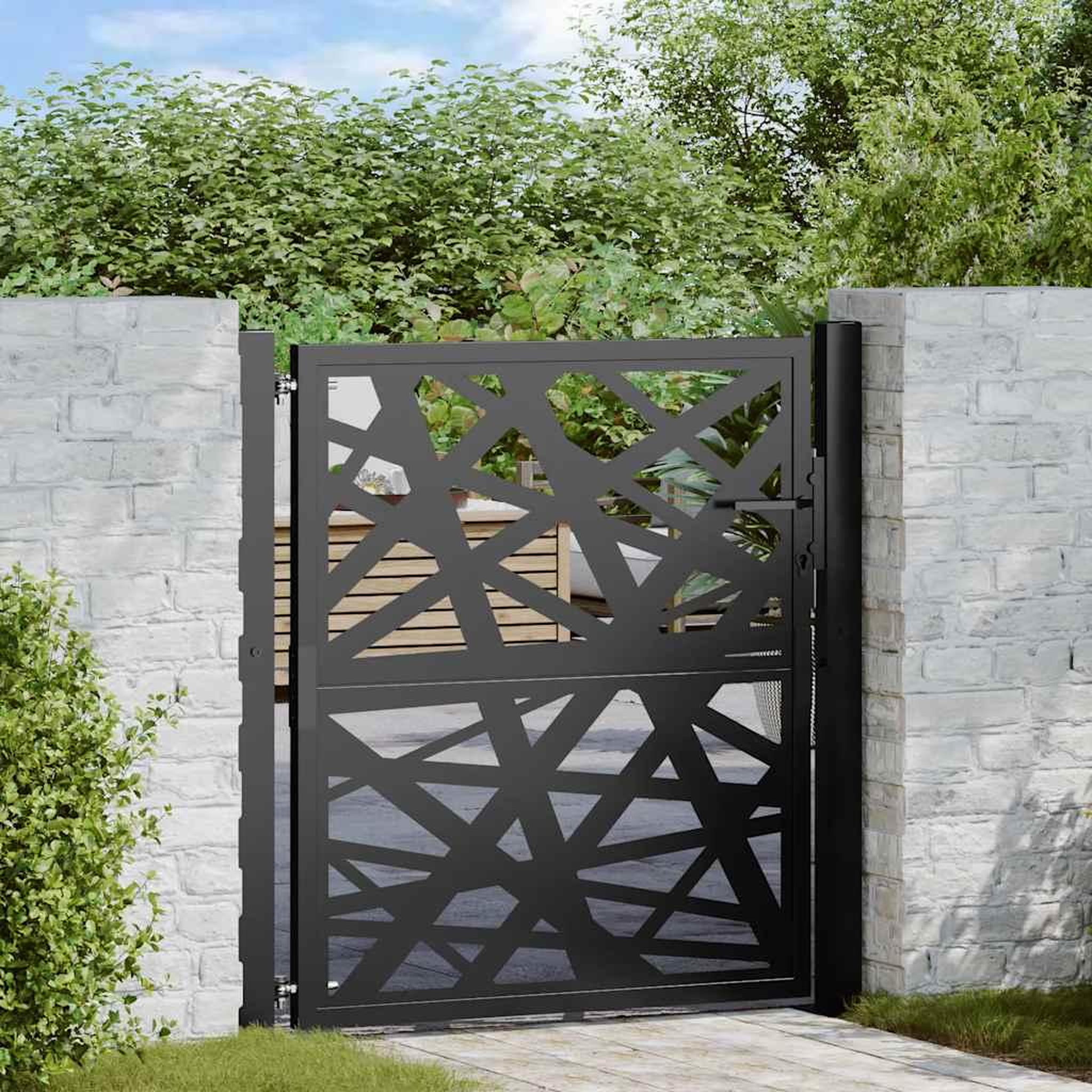 VIDAXL Portail de jardin noir 105x106 cm acier conception de lumiere