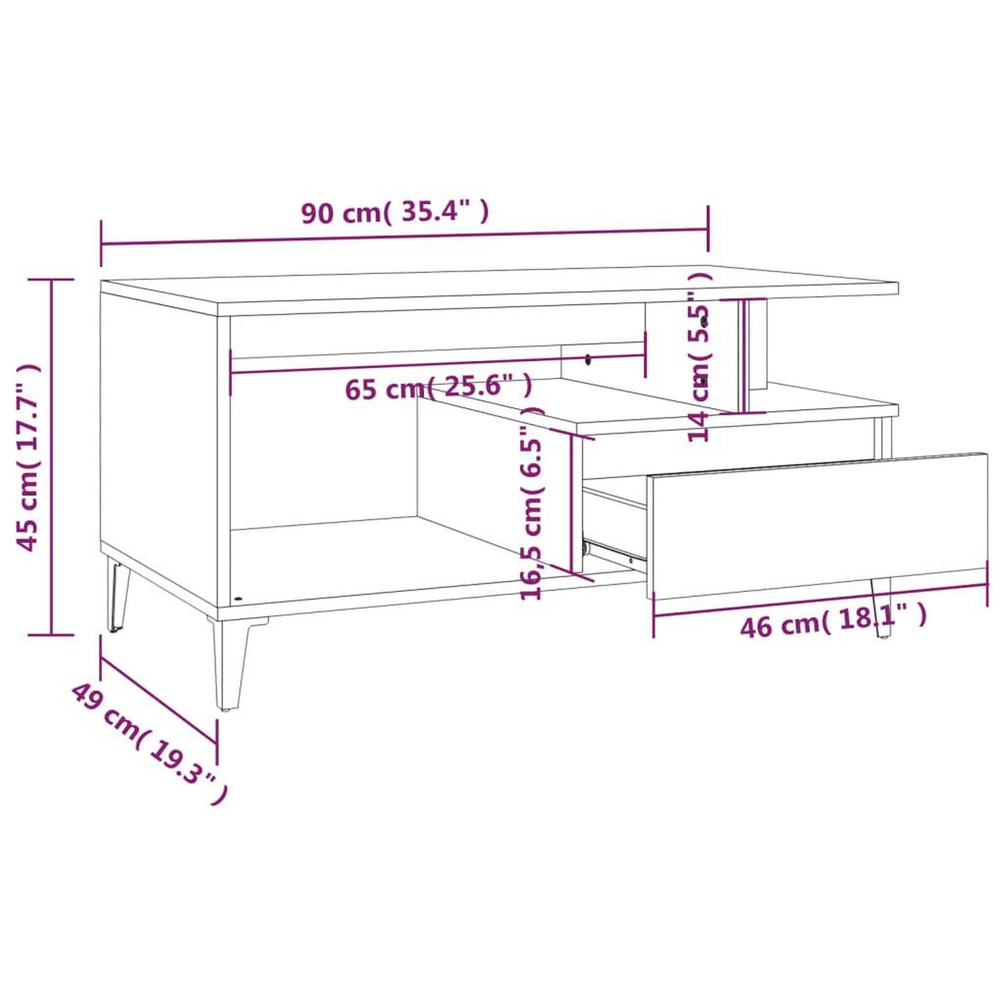 Voir la diapositive 6 : VIDAXL Table basse Chene fume 90x49x45 cm Bois d'ingenierie