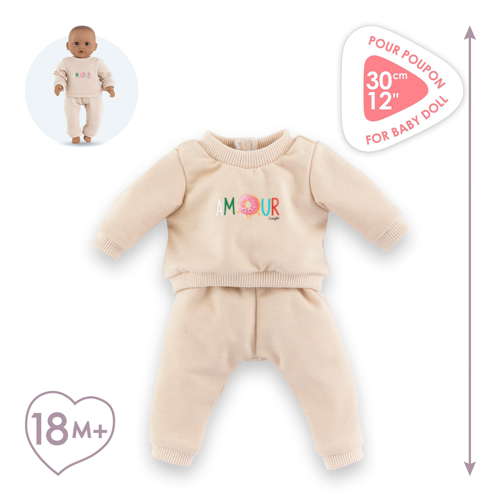 Voir la diapositive 3 : Corolle Jogging Beige pour poupon 30 cm