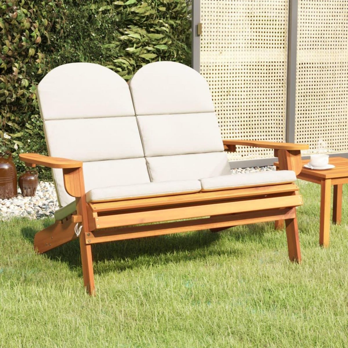 VIDAXL Banc de jardin Adirondack et coussins 126 cm bois massif acacia