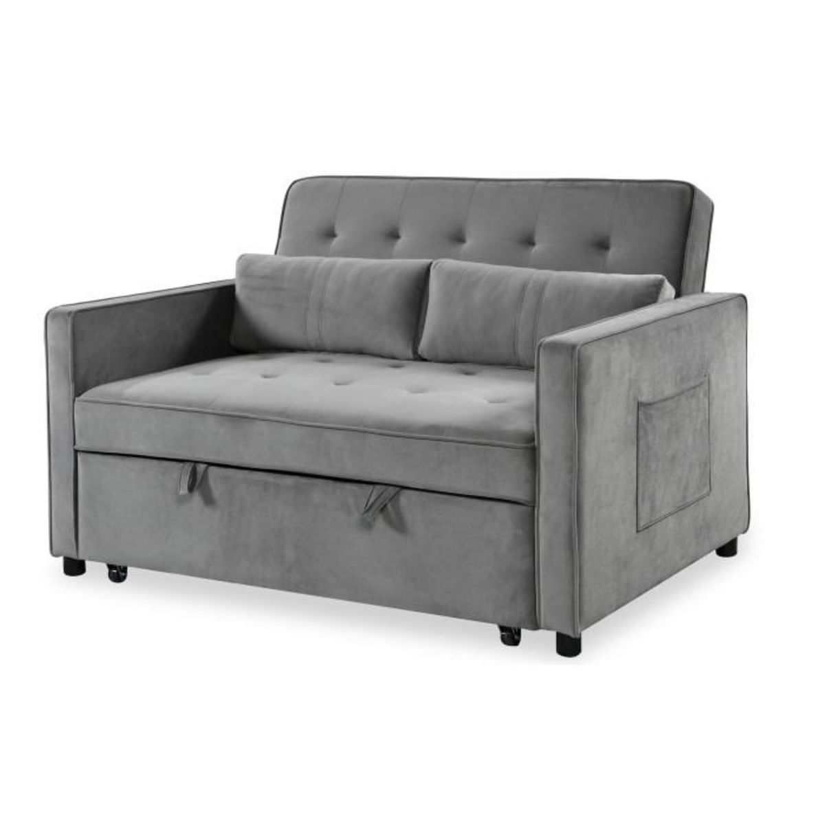 Paris Prix Canapé Convertible 2 Places Velours  Léa  133cm Gris