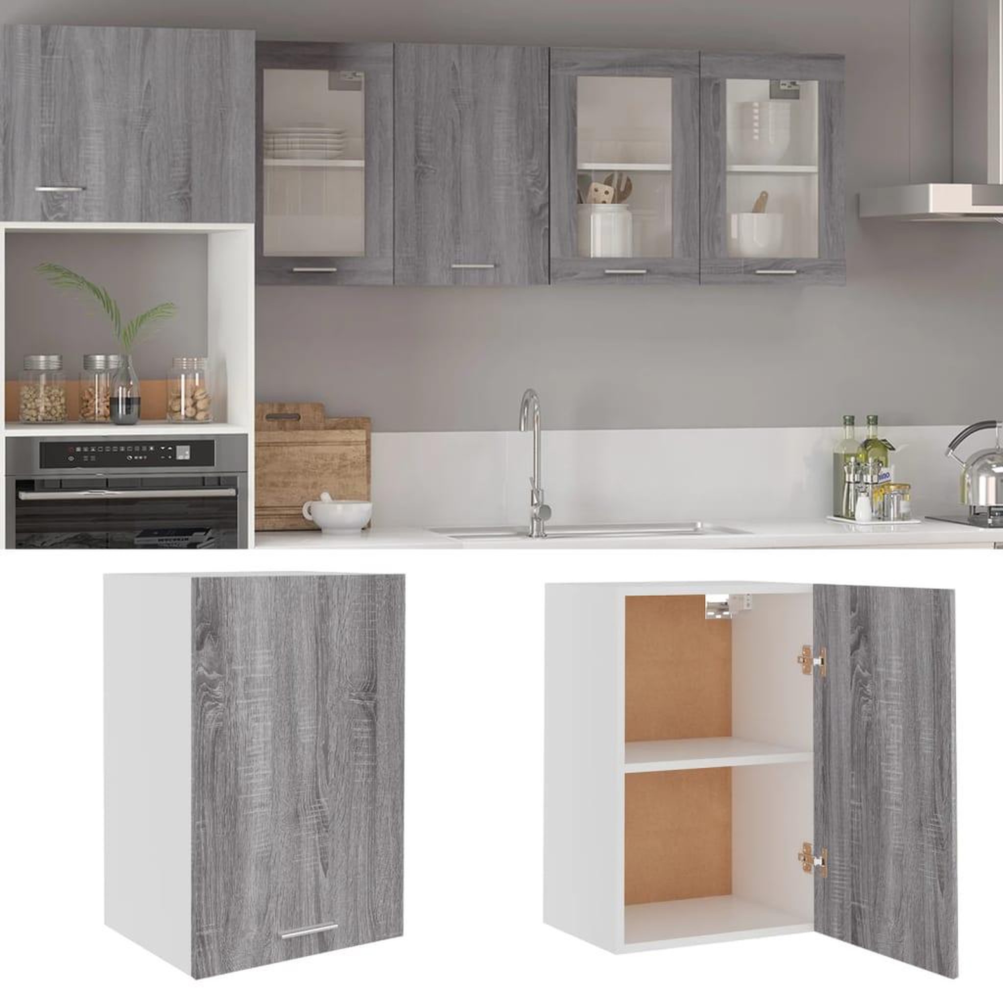 Voir la diapositive 1 : VIDAXL Armoire suspendue Sonoma gris 39,5x31x60 cm Bois d'ingenierie