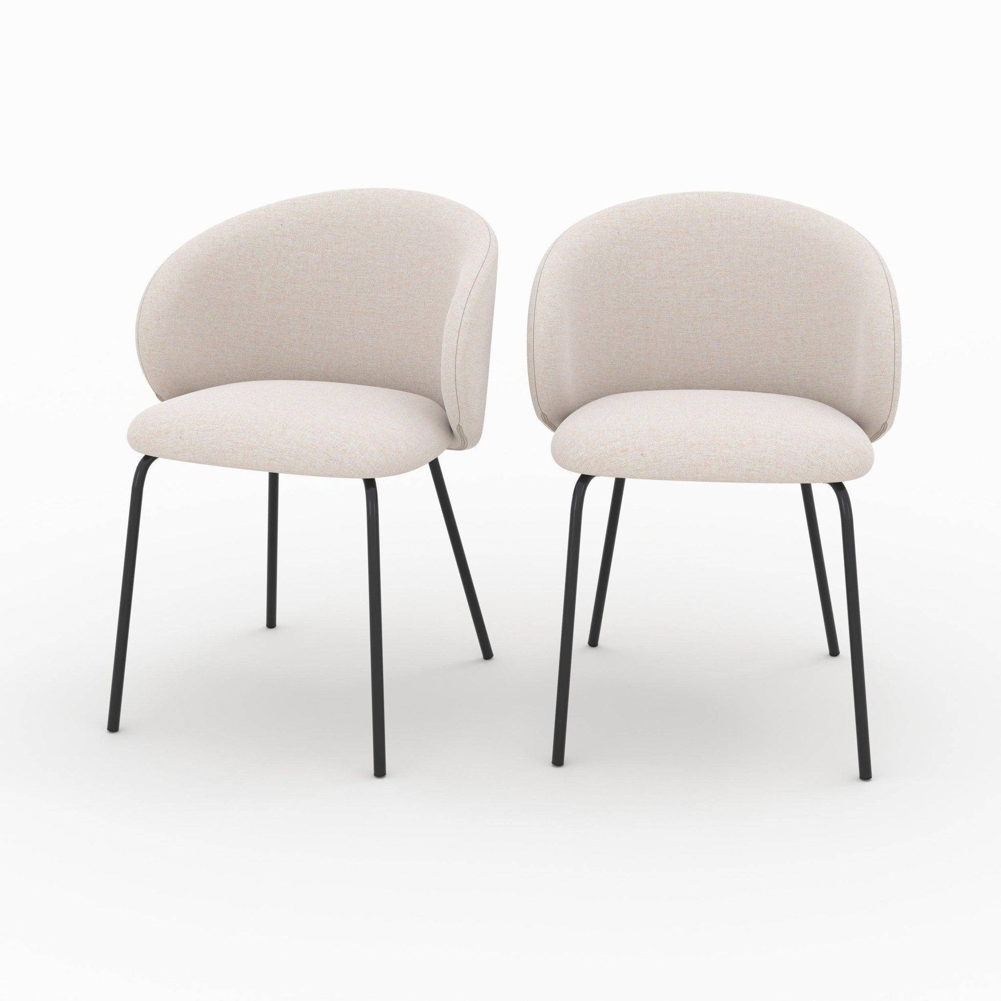 MAISON PAVANE Lot de 2 chaises en tissu beige et pieds en métal noir-victoria
