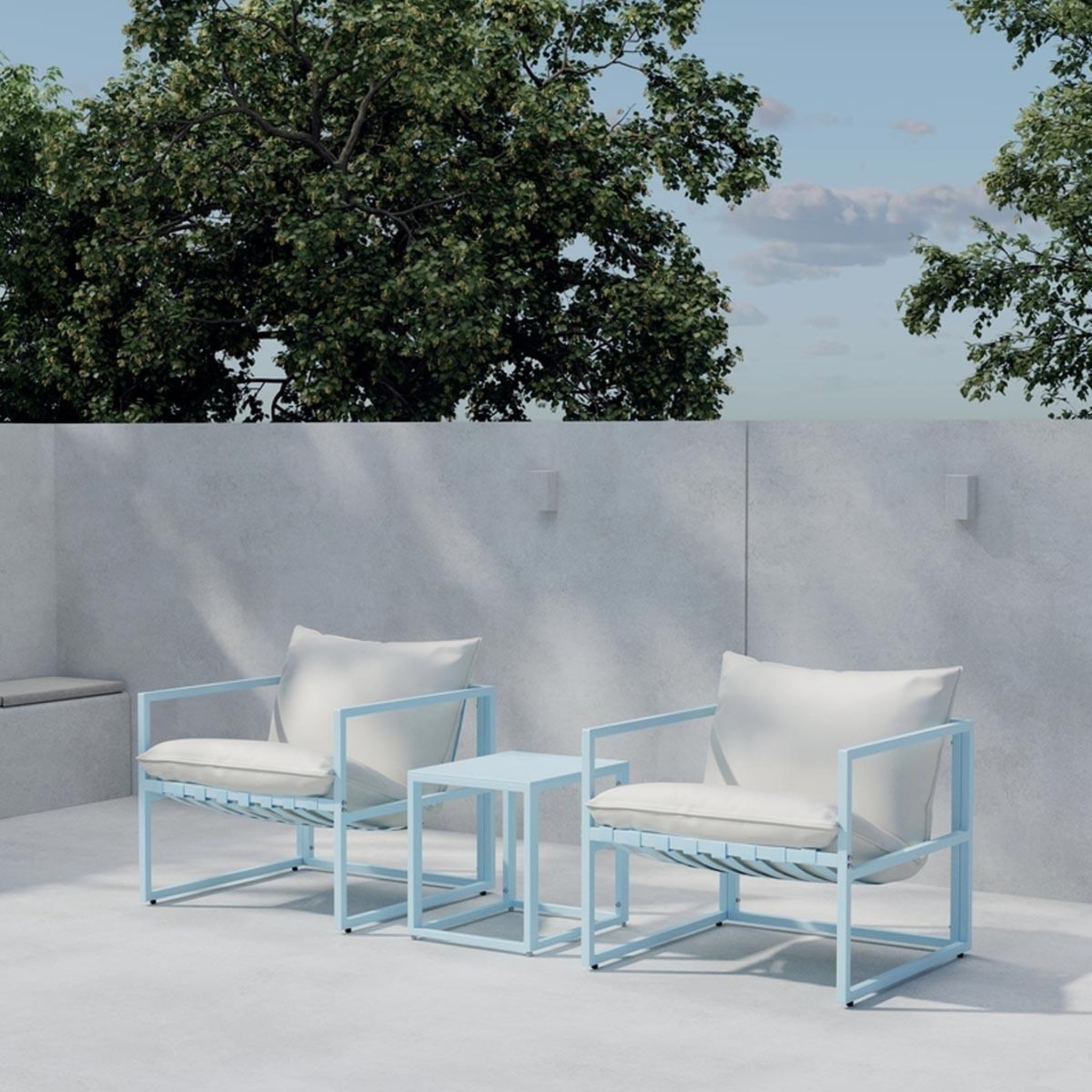 Voir la diapositive 3 : Paris Prix Salon de jardin 3 pièces  messina  75cm bleu clair