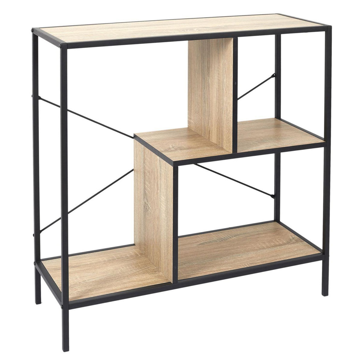The Home Deco Factory Etagère Edison - H. 79,50 cm - Noir et imitation Bois