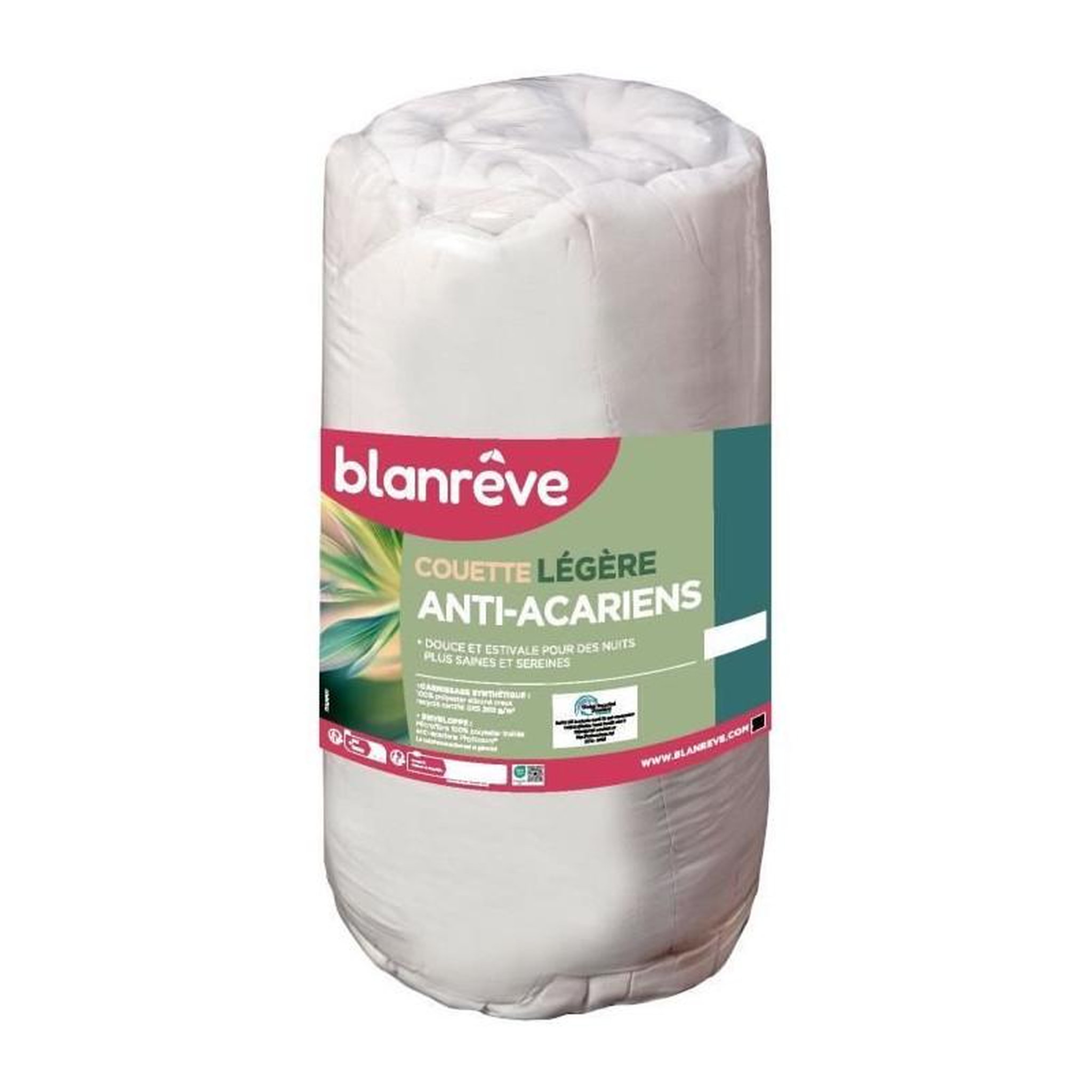 Voir la diapositive 4 : BLANREVE Couette légere anti-acariens - 200 gr/m² - BLANREVE - 260 x 240 cm - Blanc