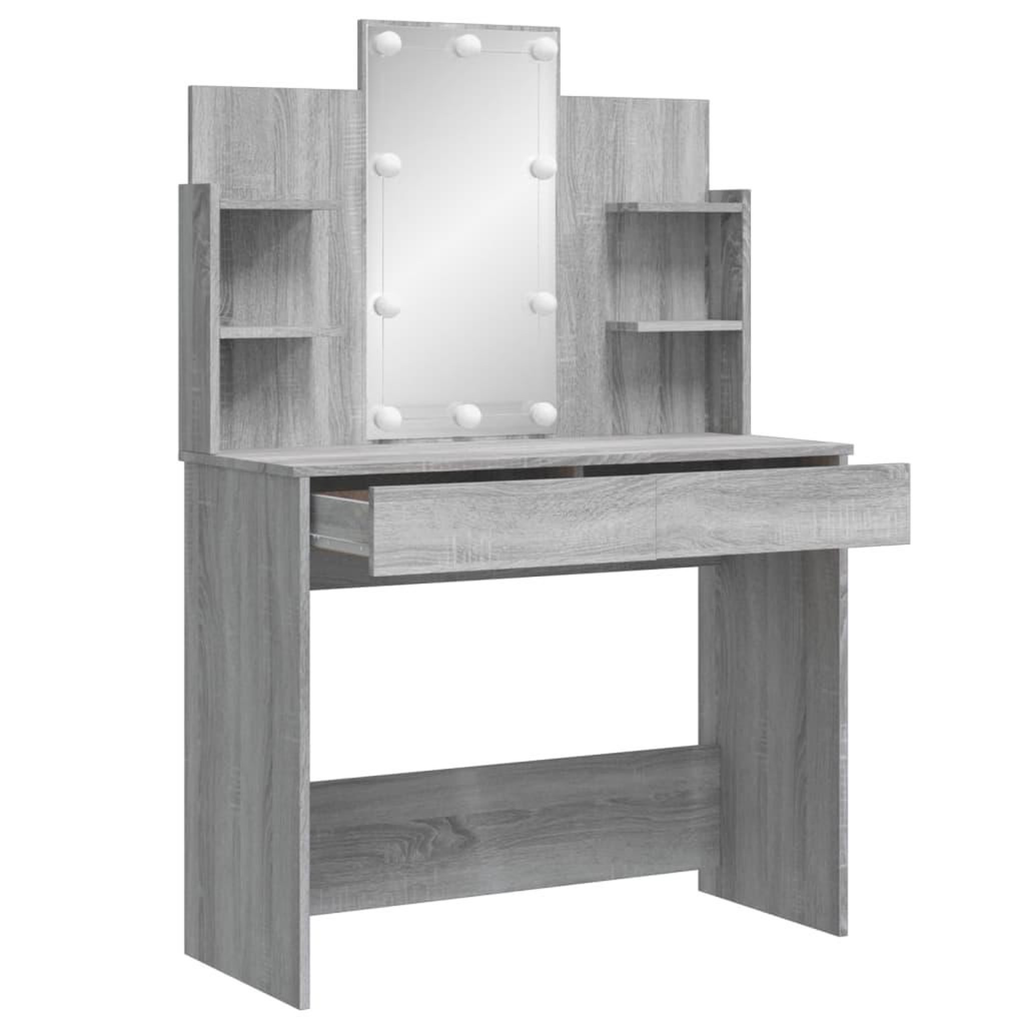 Voir la diapositive 4 : VIDAXL Coiffeuse avec lumieres LED sonoma gris 96x40x142 cm