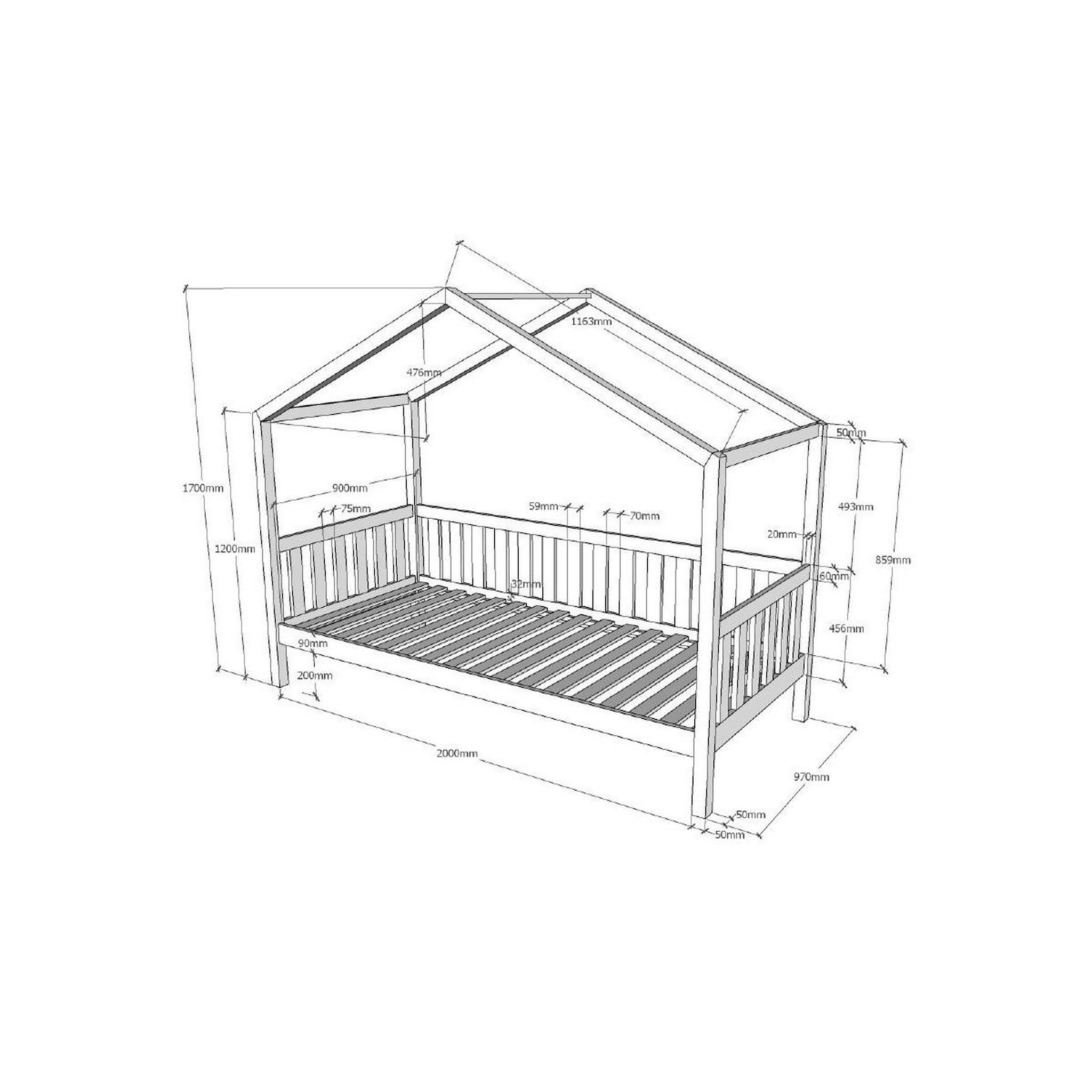 Voir la diapositive 4 : Paris Prix Lit cabane enfant  dallas  90x200cm anthracite