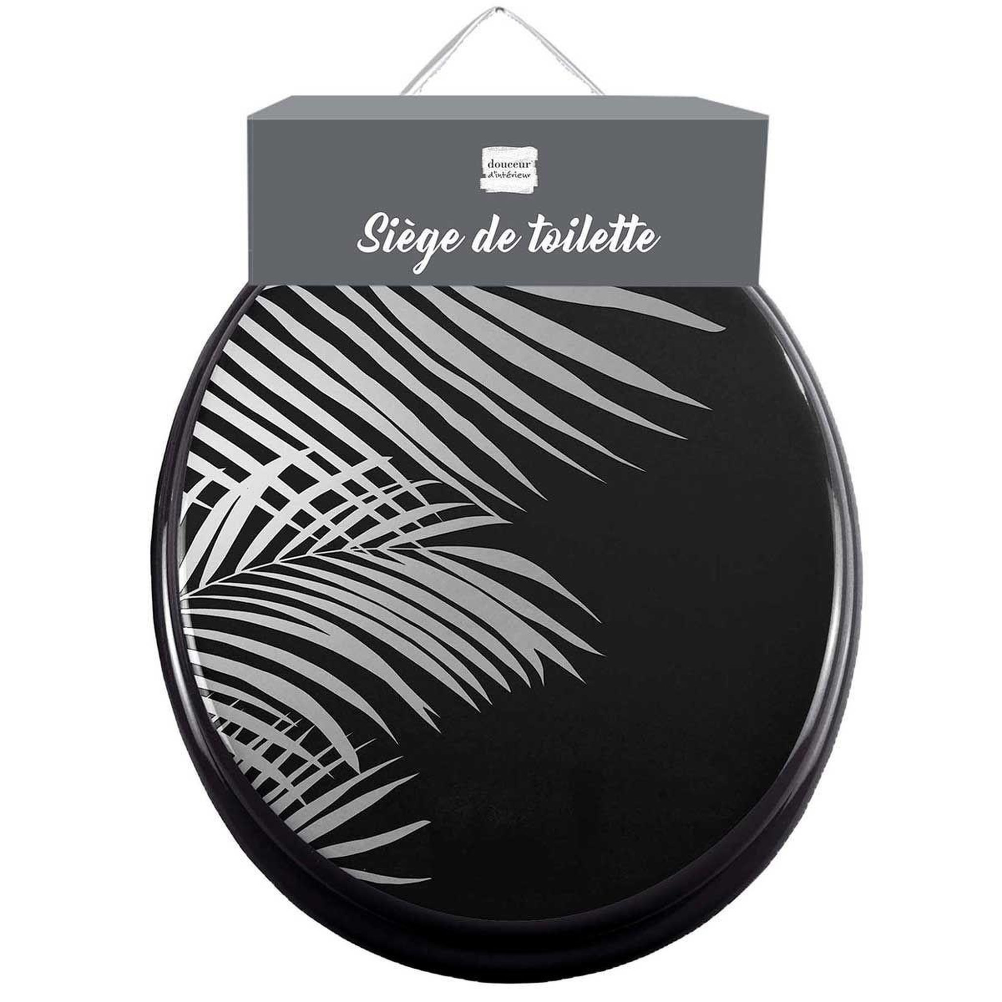 Voir la diapositive 2 : Douceur d'Intérieur Abattant wc imprimé  orbella  47cm noir & argent