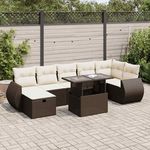 VIDAXL Salon de jardin 8 pcs avec coussins marron resine tressee